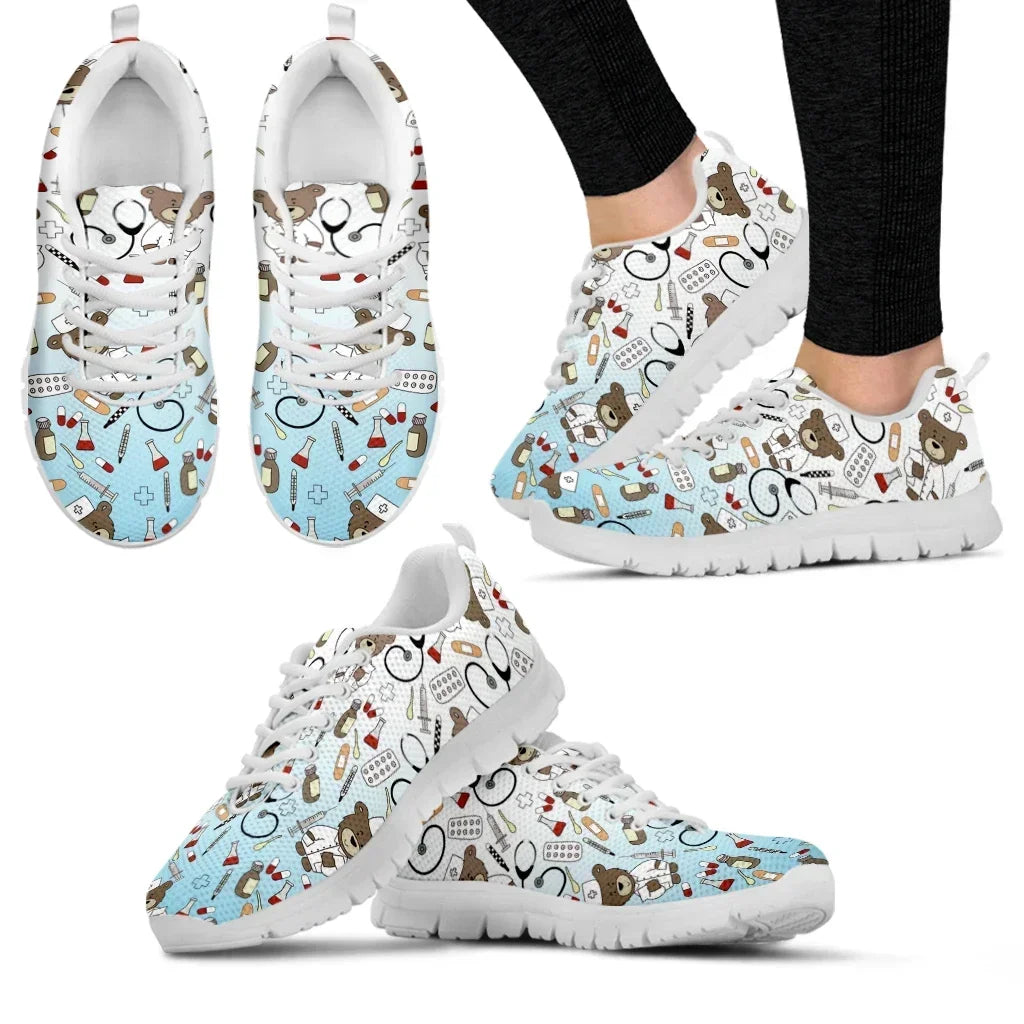 Medical Bear Print Sneakers