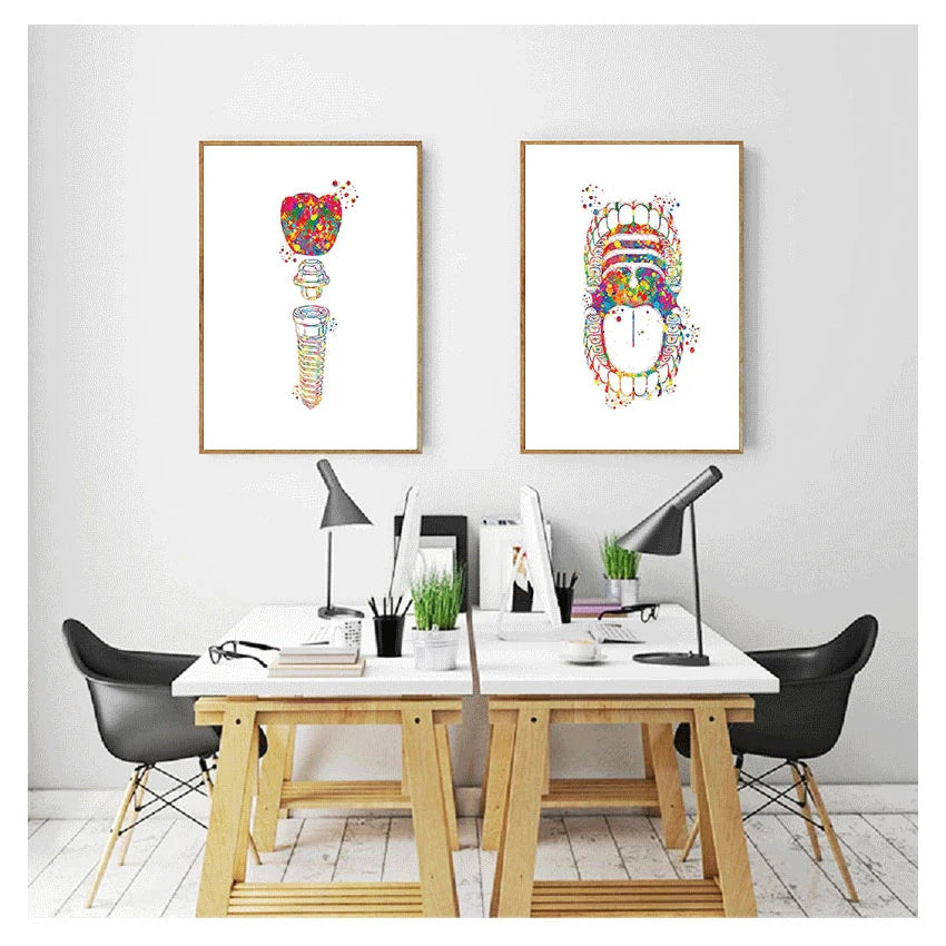 Dental anatomy watercolour canvas print, detail