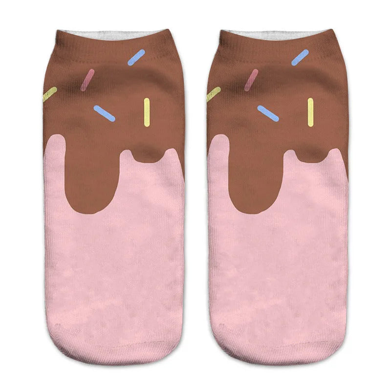 Donut & Fruit Print Ankle Socks