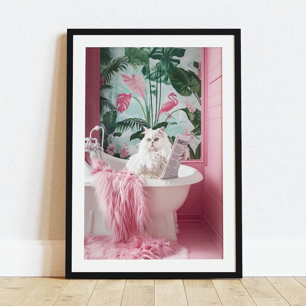 Cat Reading on the Loo Canvas Print