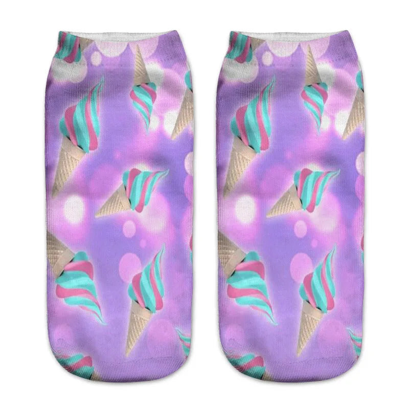 Donut & Fruit Print Ankle Socks