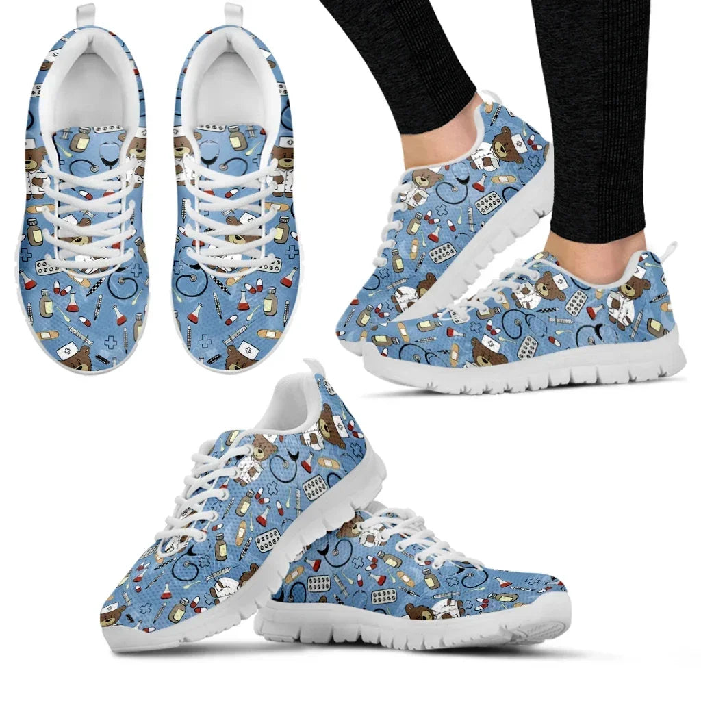 Medical Bear Print Sneakers