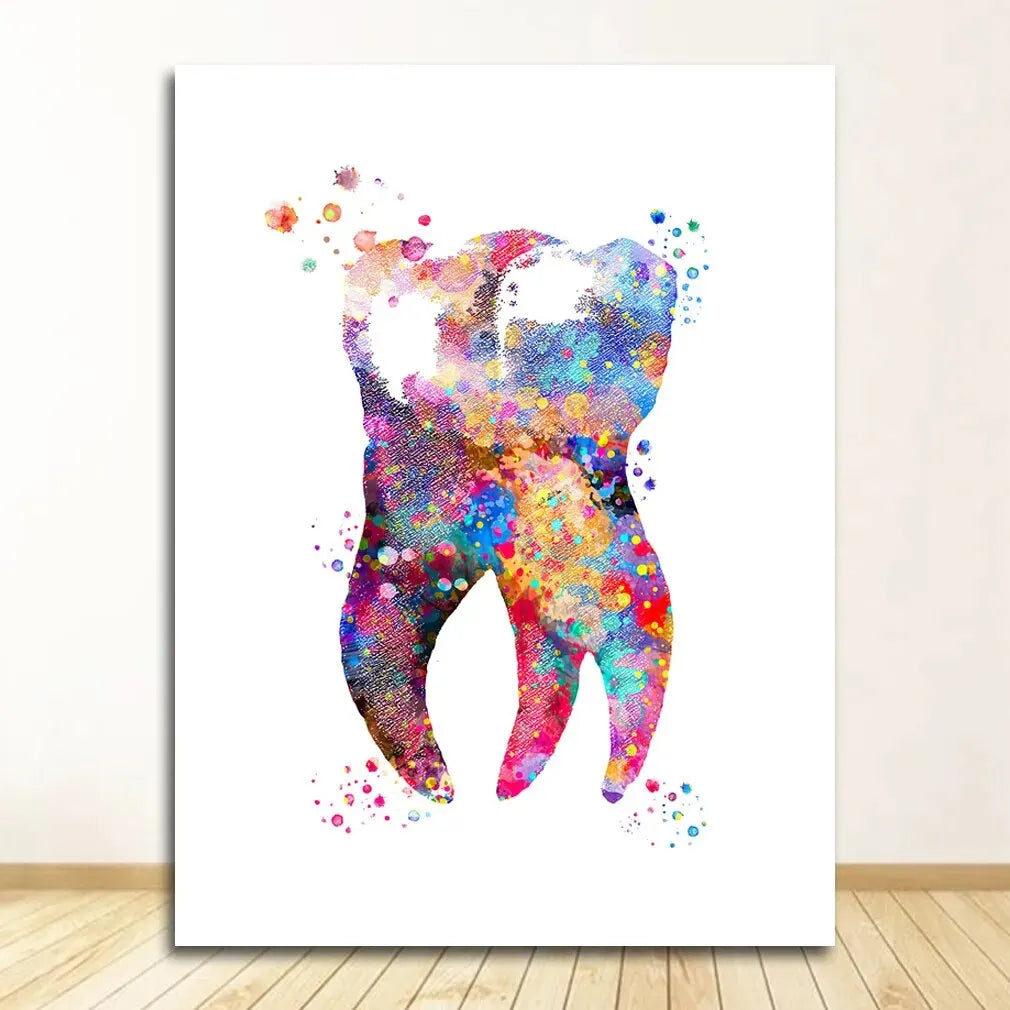 Watercolour Teeth Canvas Print