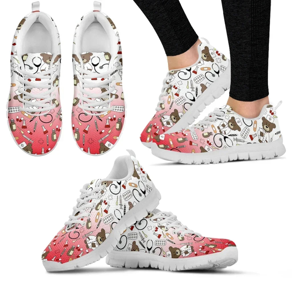 Medical Bear Print Sneakers