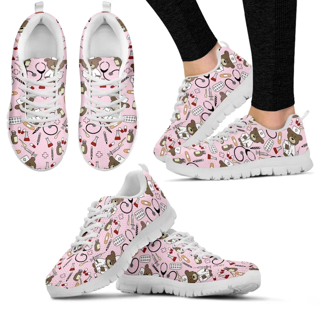 Medical Bear Print Sneakers