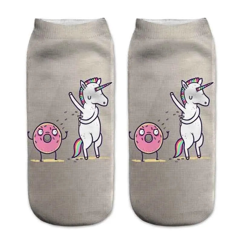 Donut & Fruit Print Ankle Socks