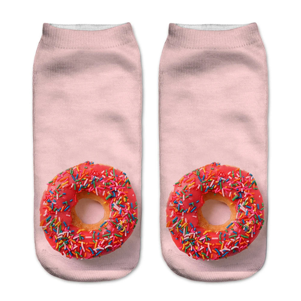 Donut & Fruit Print Ankle Socks