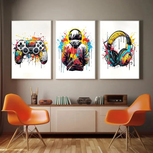 Graffiti Gaming Canvas Art Set (3pc)