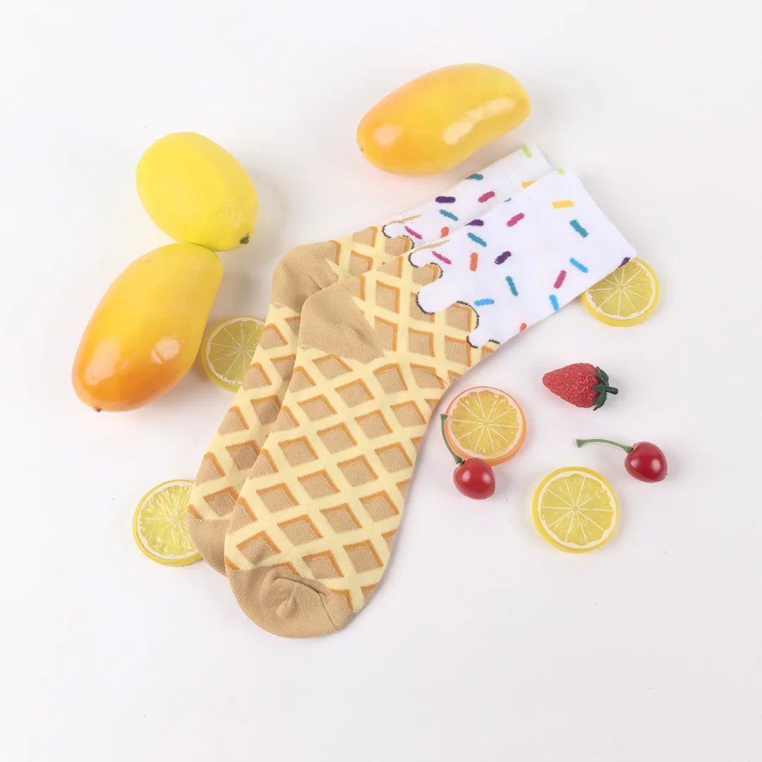Waffle Ice Cream Pattern Socks