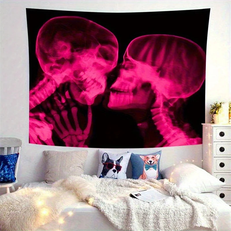Pink Skull X-Ray Tapestry