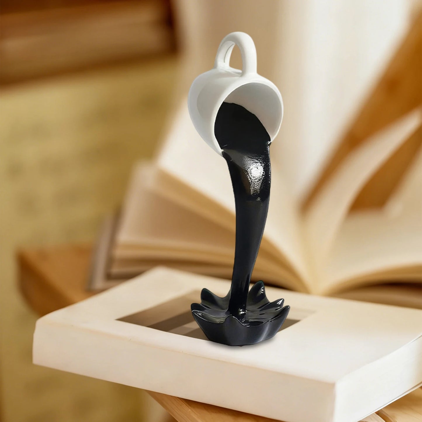 Floating Spilling Coffee Cup Sculpture