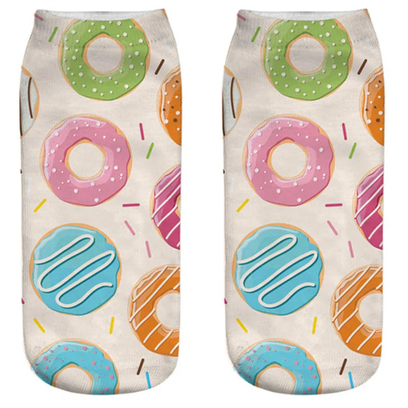 Donut & Fruit Print Ankle Socks