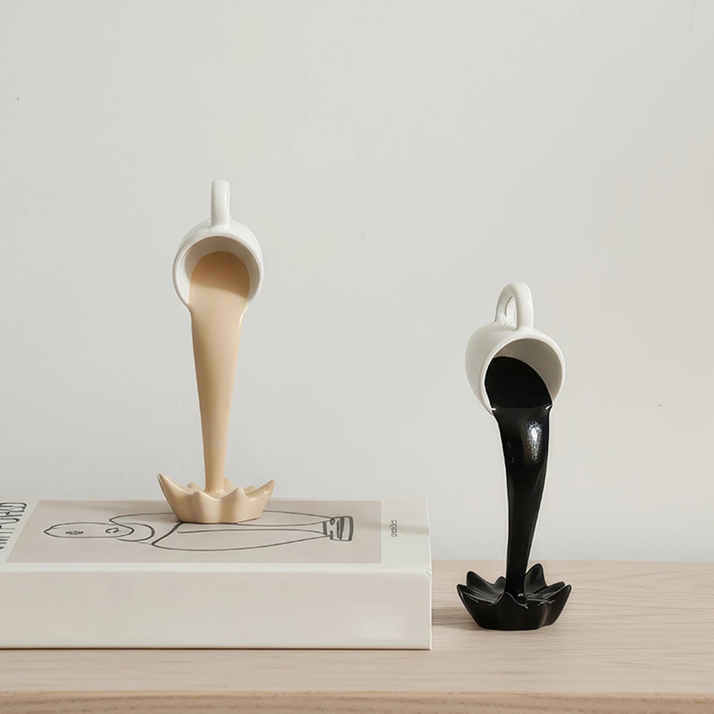 Floating Spilling Coffee Cup Sculpture
