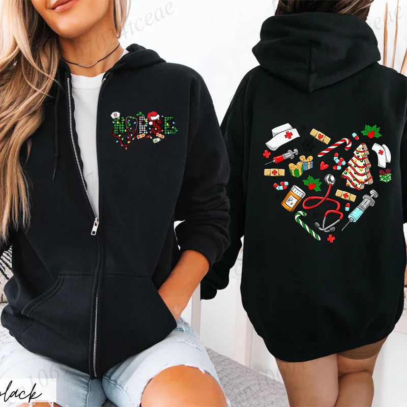 Nurse Christmas Zip Hoodie