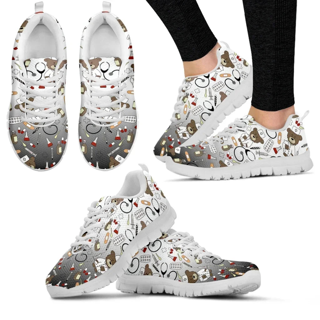 Medical Bear Print Sneakers