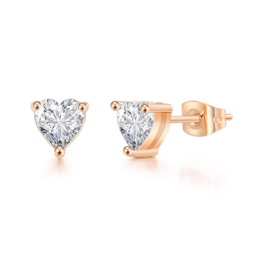 Korean Love Heart Stud Earrings