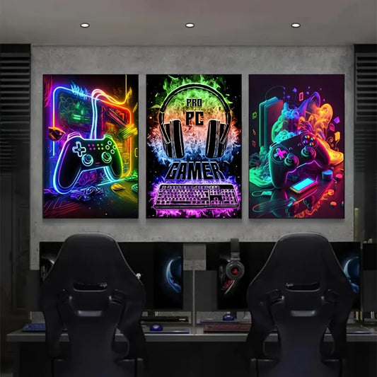 Gamepad Punk Style Canvas Art Set (3pc)