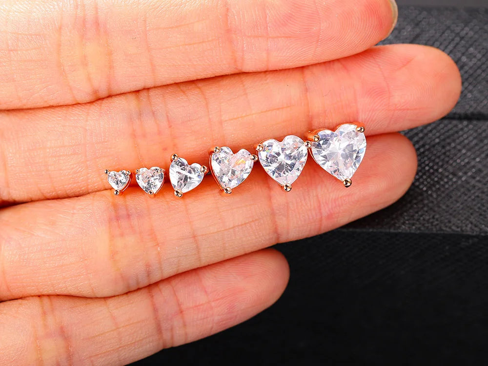 Korean Love Heart Stud Earrings