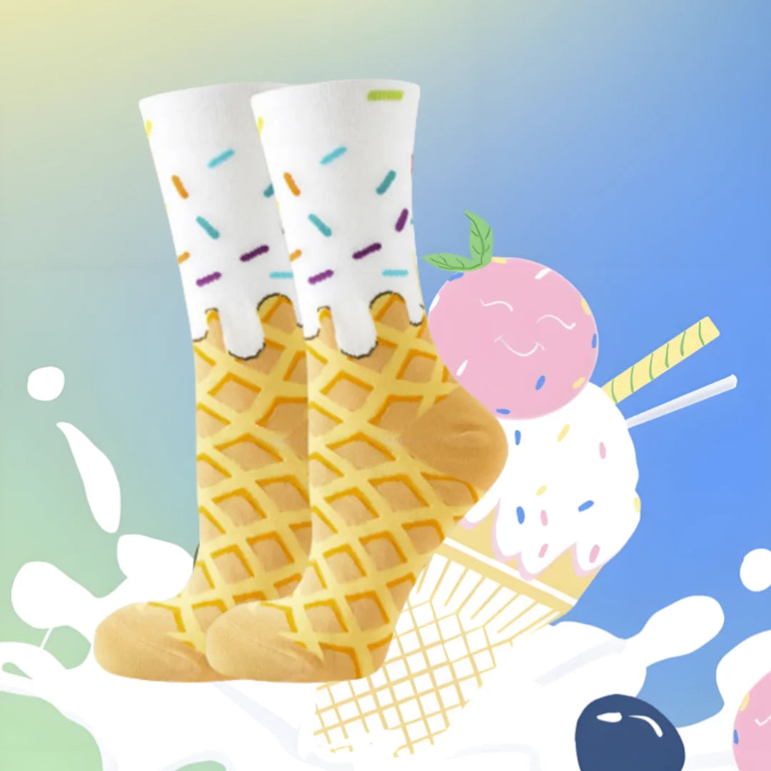 Waffle Ice Cream Pattern Socks