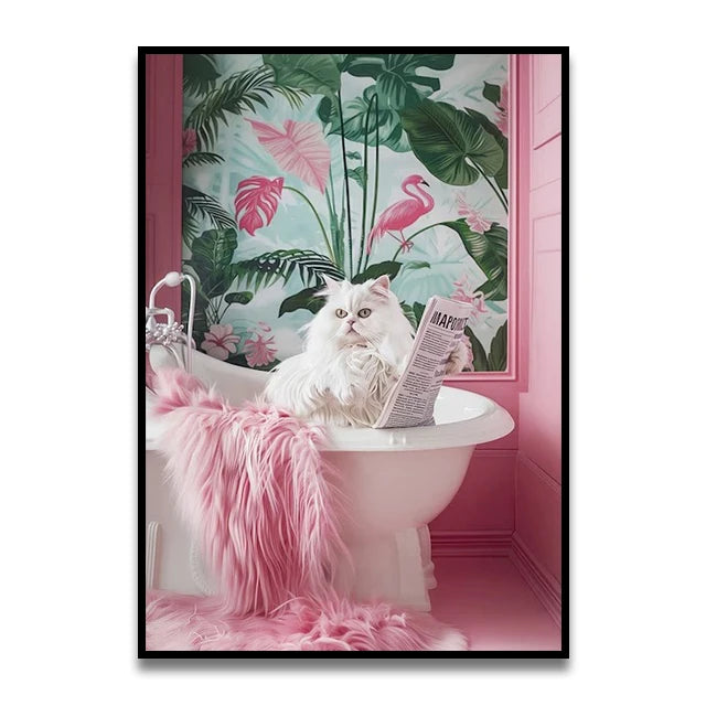 Cat Reading on the Loo Canvas Print