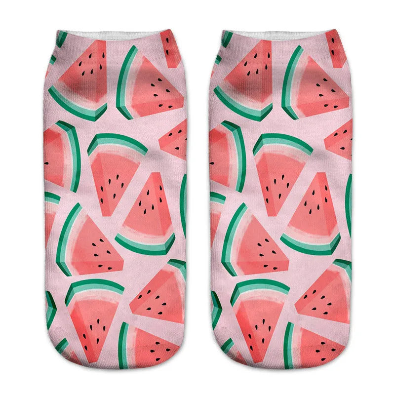 Donut & Fruit Print Ankle Socks