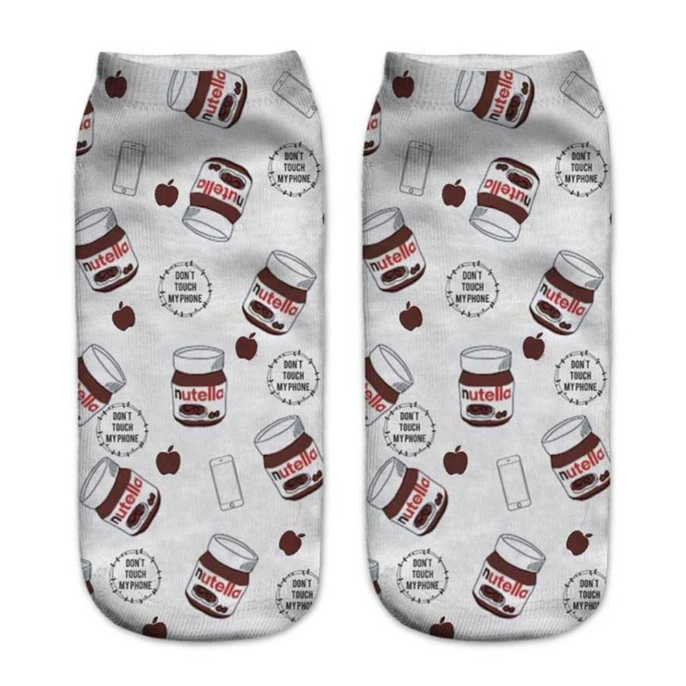 Donut & Fruit Print Ankle Socks