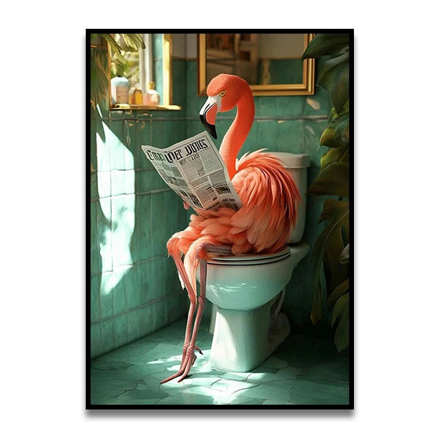 Cat Reading on the Loo Canvas Print