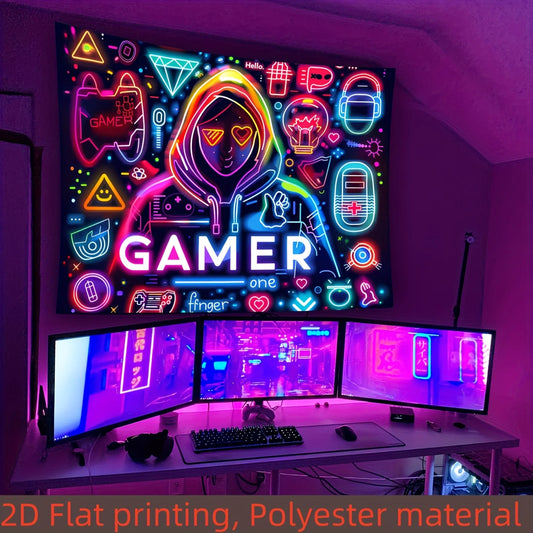 Neon Esports Gamer Wall Tapestry