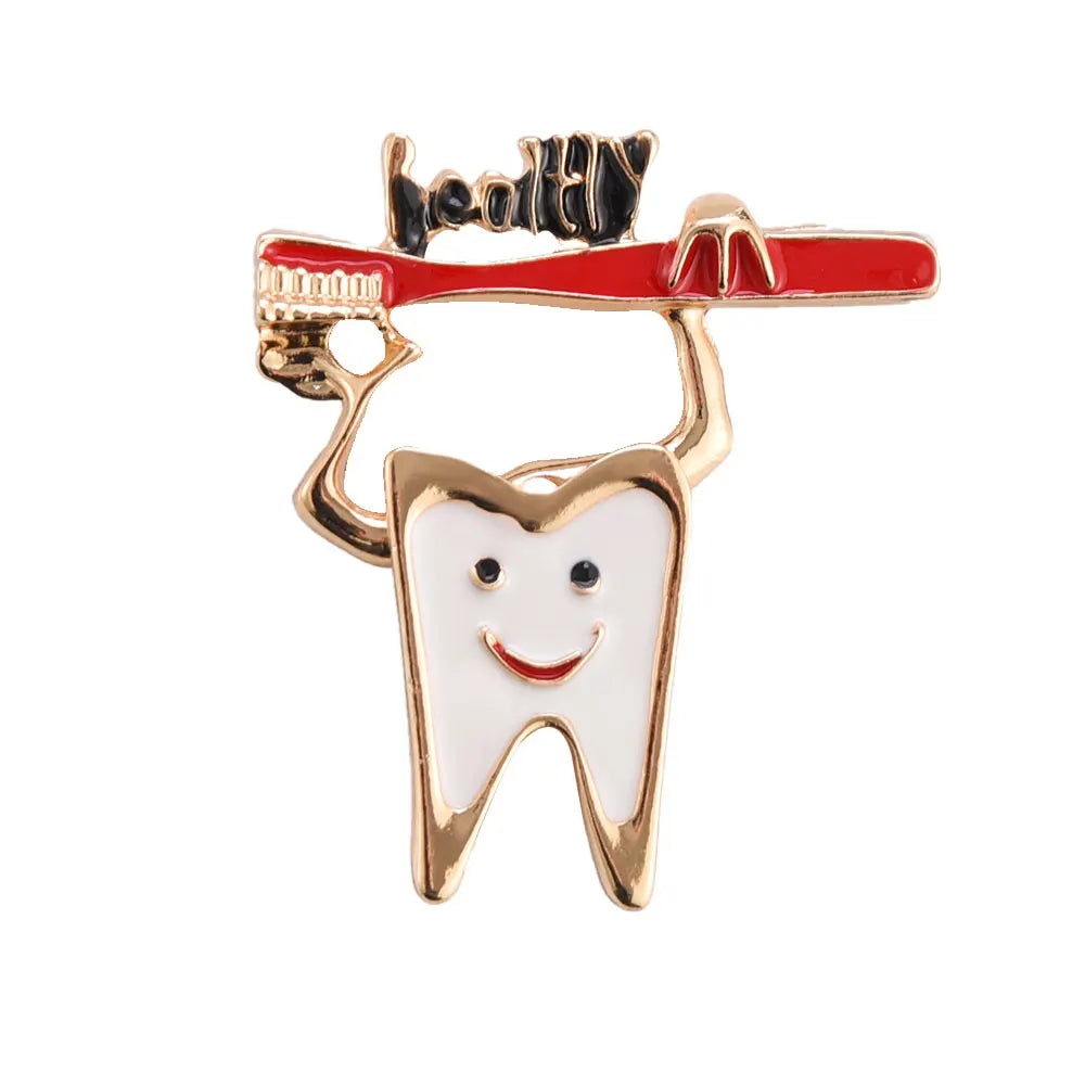 Tooth-Shaped Medical Brooch Pin