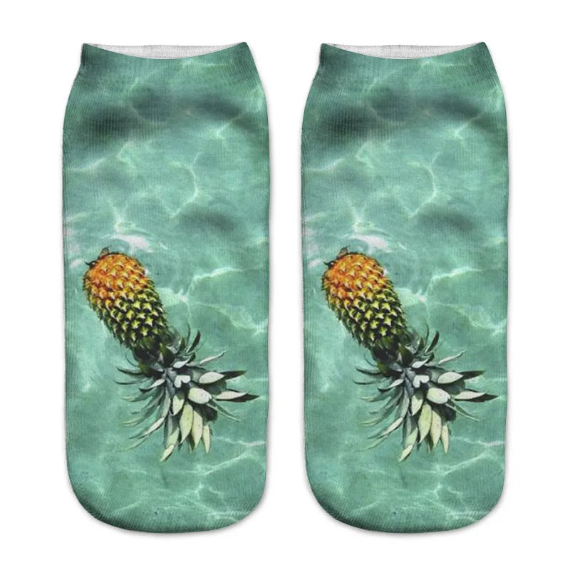 Donut & Fruit Print Ankle Socks