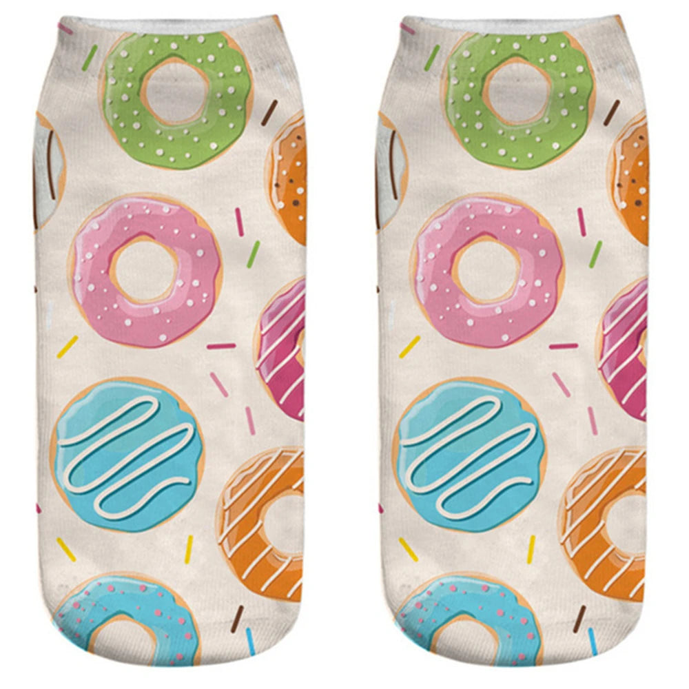 Donut & Fruit Print Ankle Socks