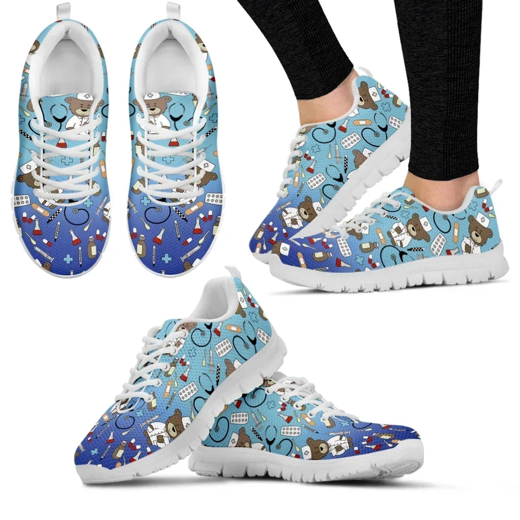 Medical Bear Print Sneakers