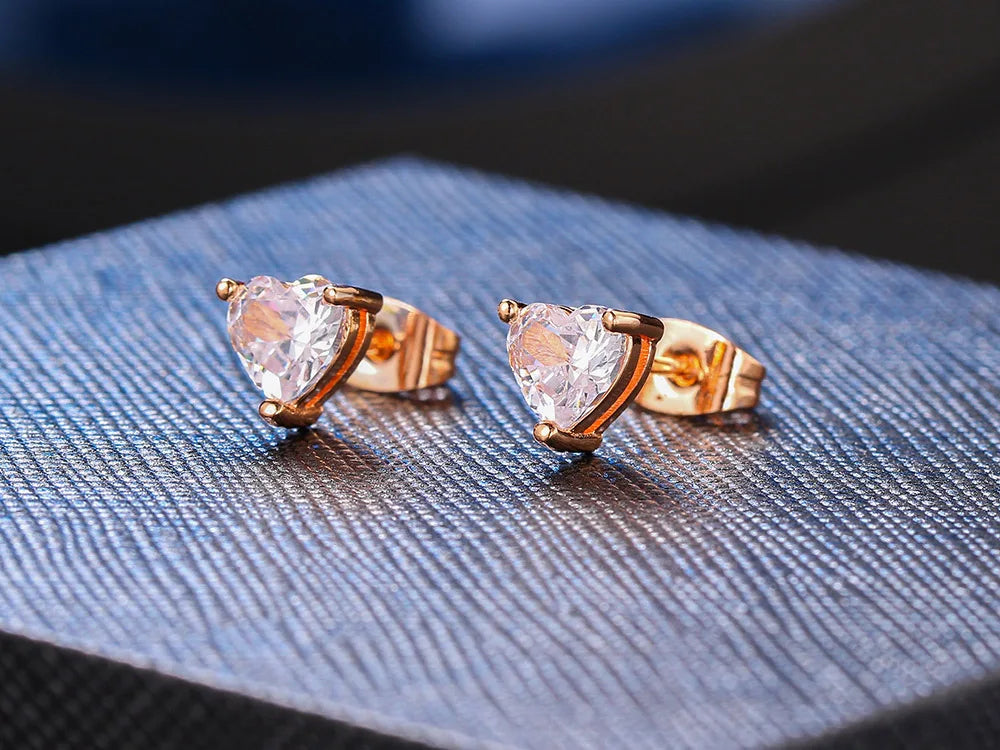 Korean Love Heart Stud Earrings