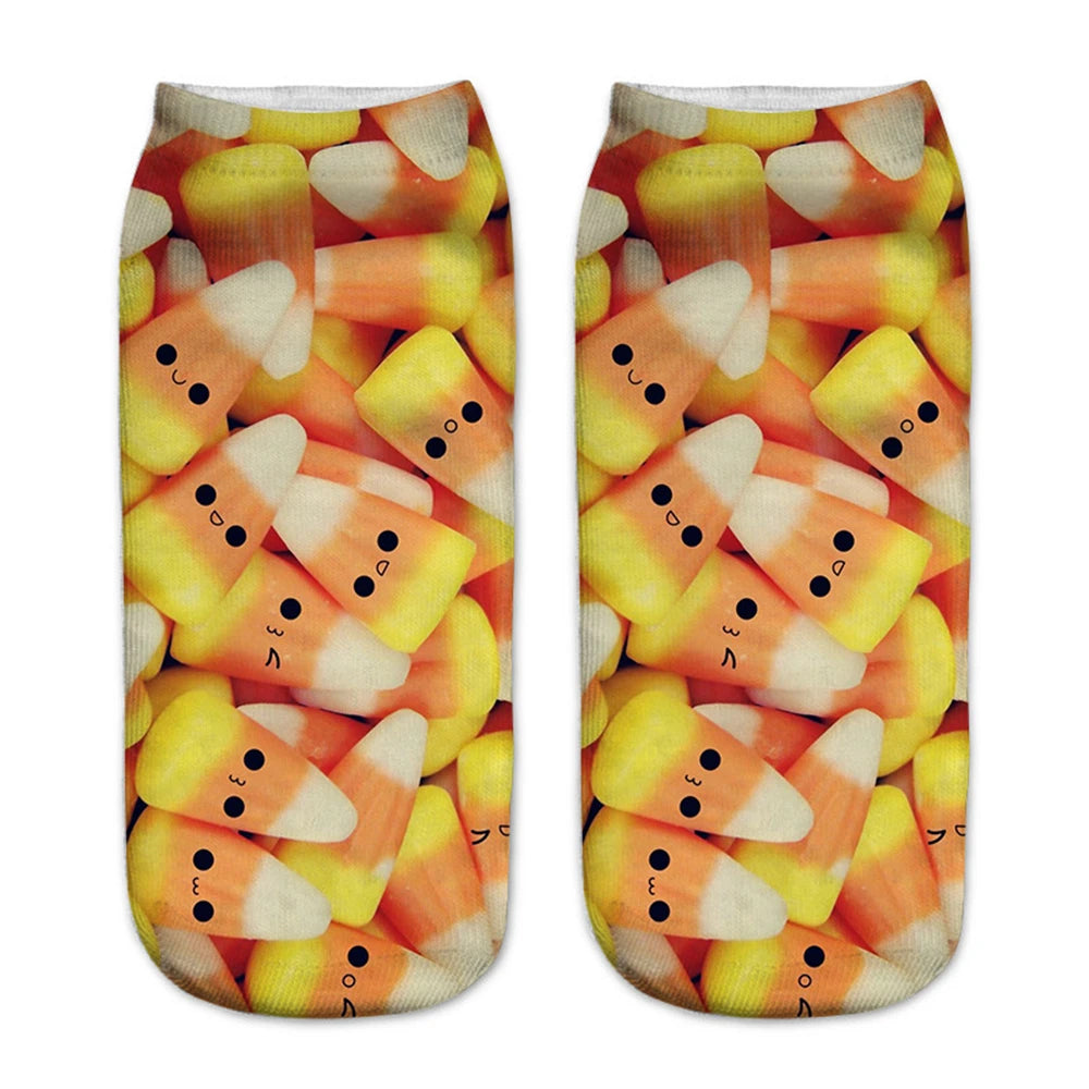 Donut & Fruit Print Ankle Socks