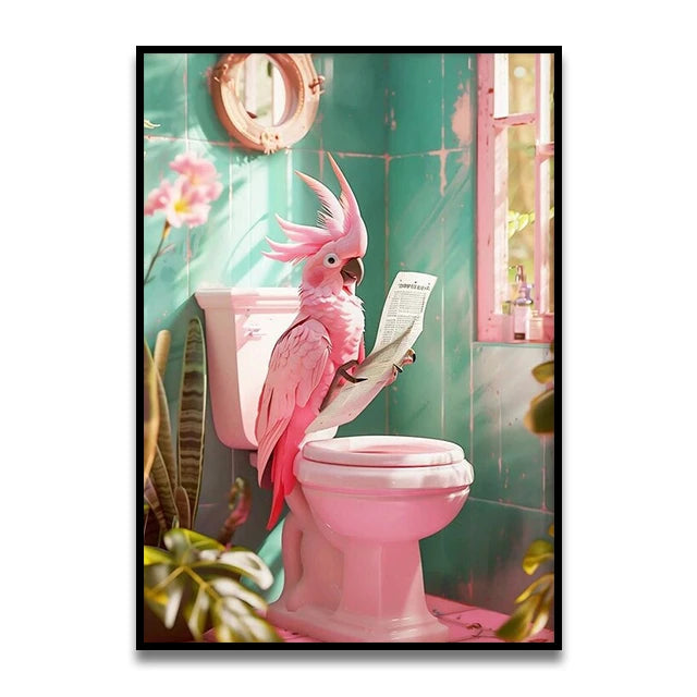 Cat Reading on the Loo Canvas Print