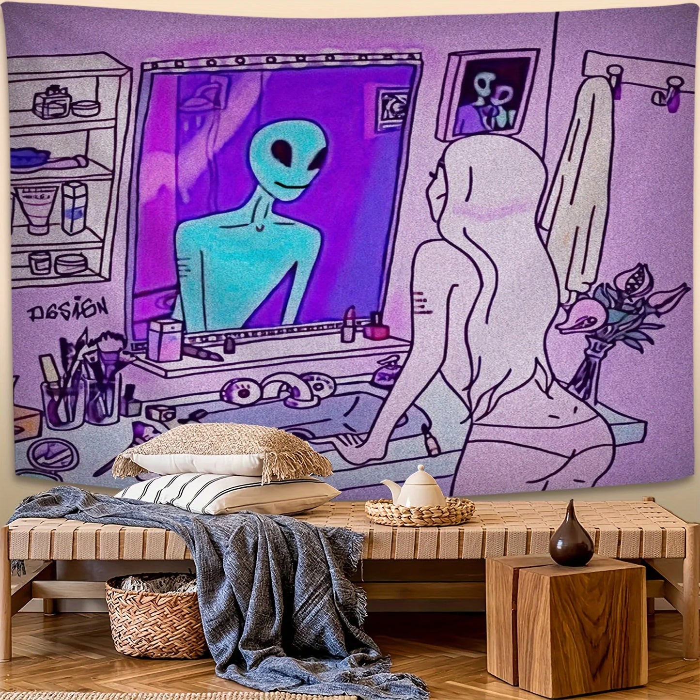 Halloween Alien Girl Tapestry