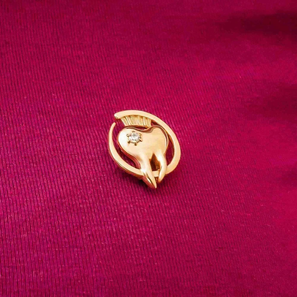 Dentist Crystal Tooth Brooch Pin