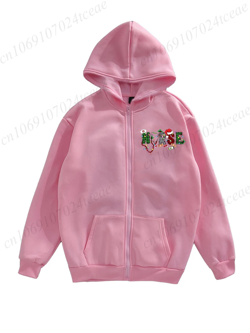 Nurse Christmas Zip Hoodie