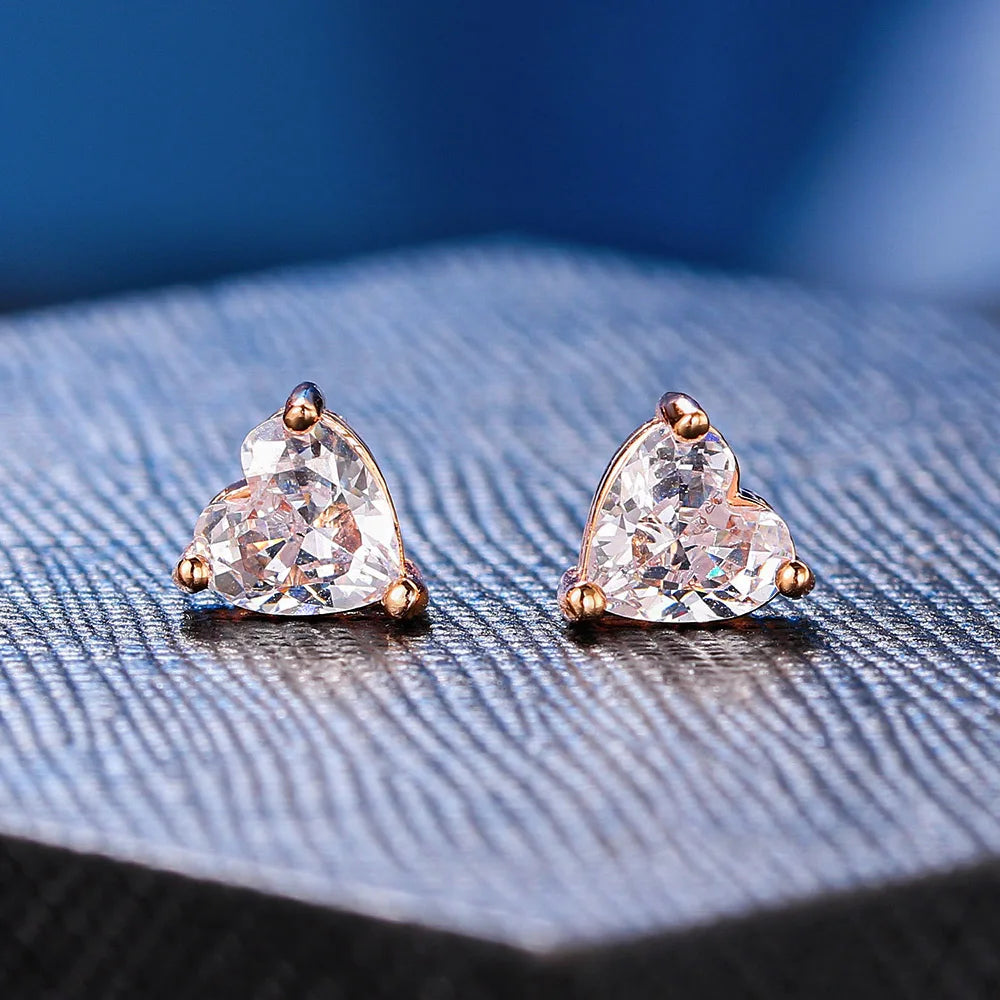 Korean Love Heart Stud Earrings