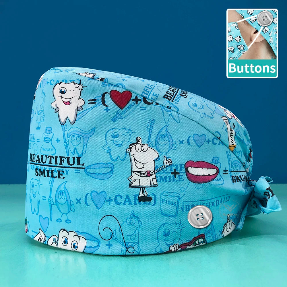 Printed Cotton Scrub Cap