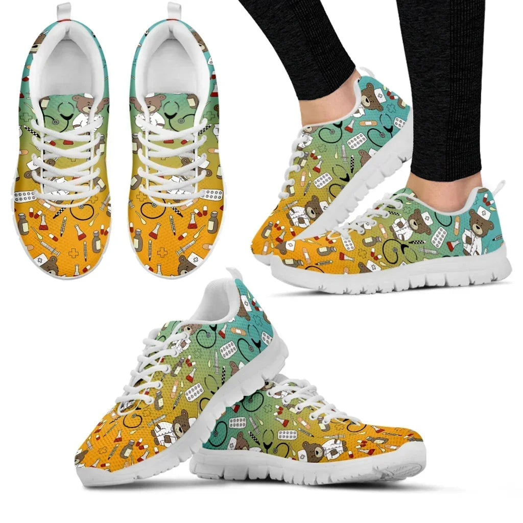 Medical Bear Print Sneakers