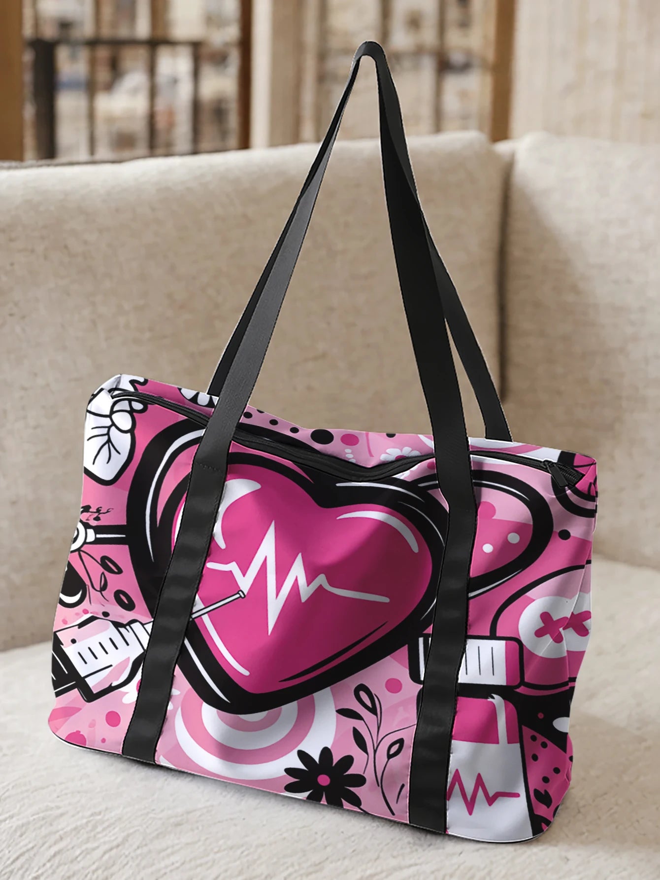 Medical Heart Wide-Strap Tote