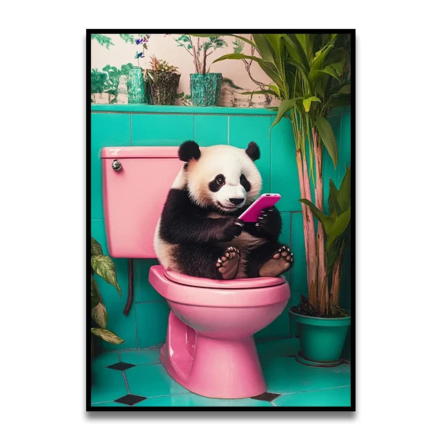 Cat Reading on the Loo Canvas Print