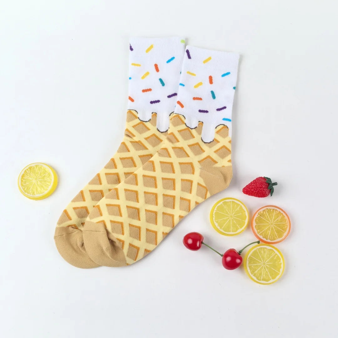 Waffle Ice Cream Pattern Socks
