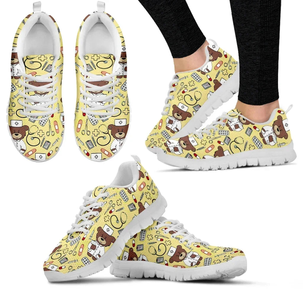 Medical Bear Print Sneakers