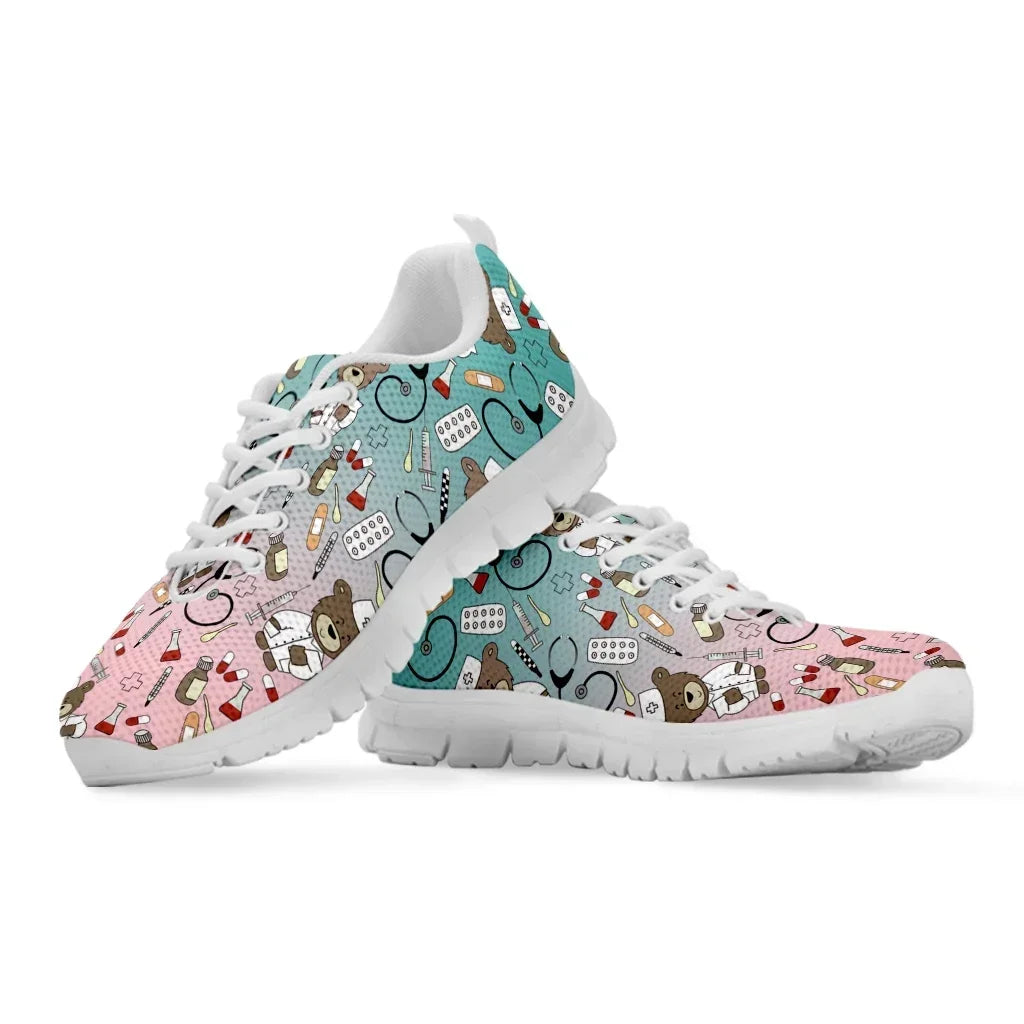 Medical Bear Print Sneakers