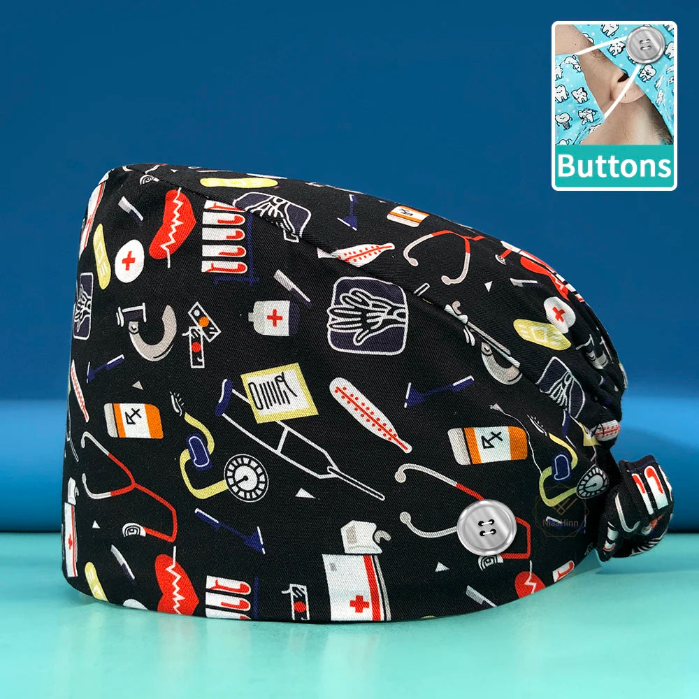 Printed Cotton Scrub Cap