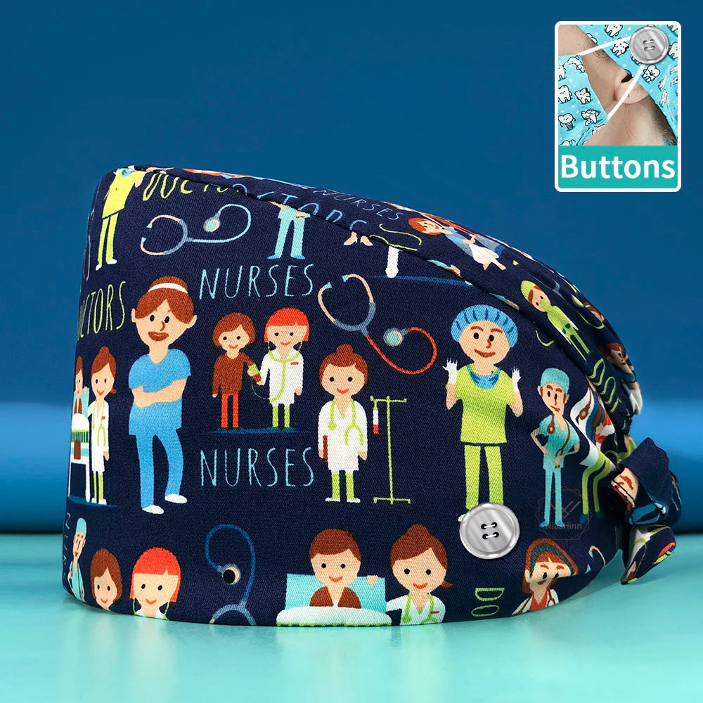 Printed Cotton Scrub Cap