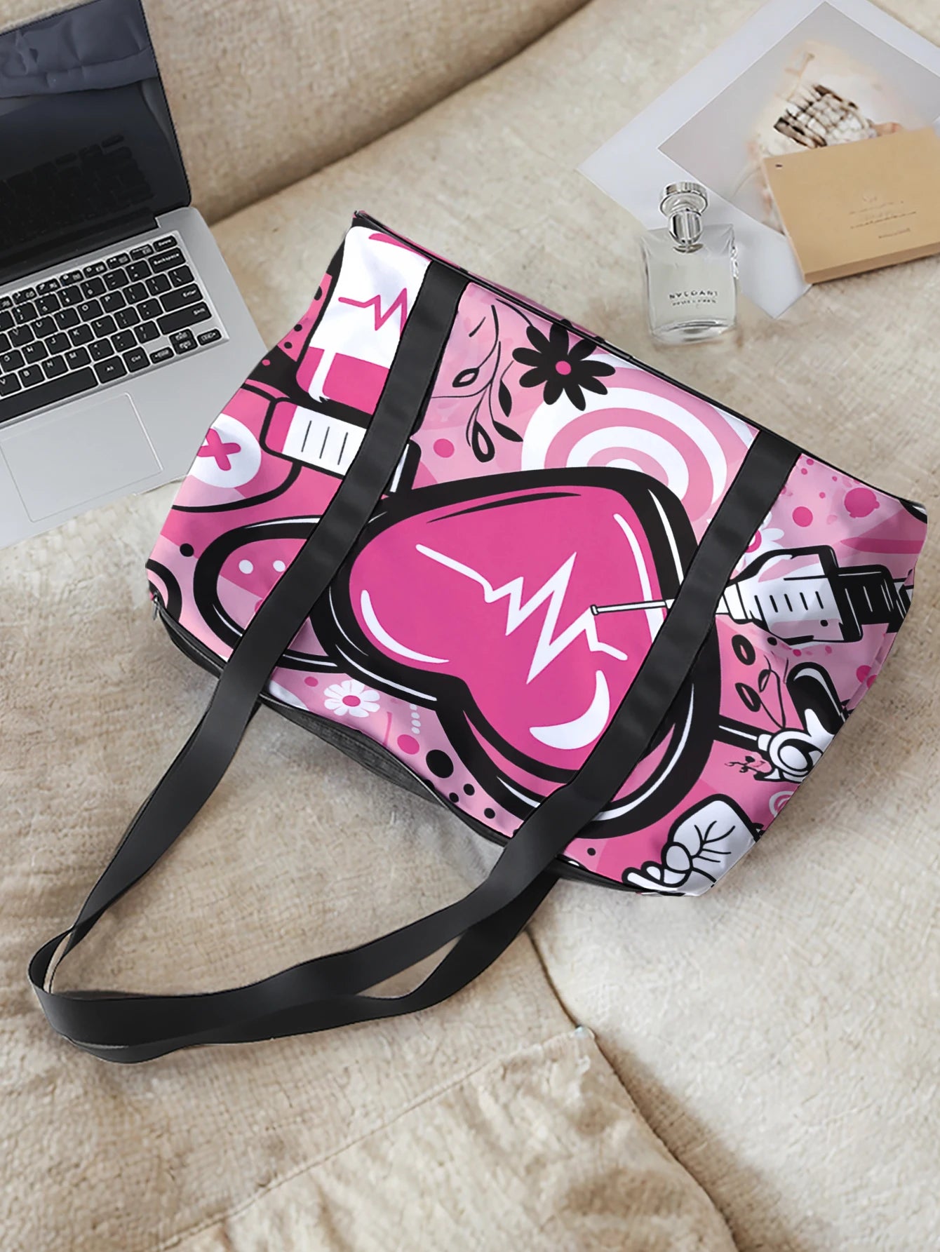 Medical Heart Wide-Strap Tote