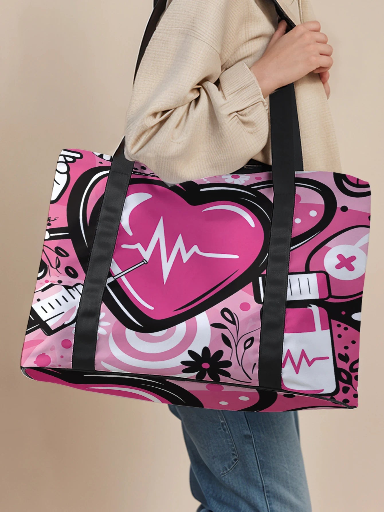 Medical Heart Wide-Strap Tote